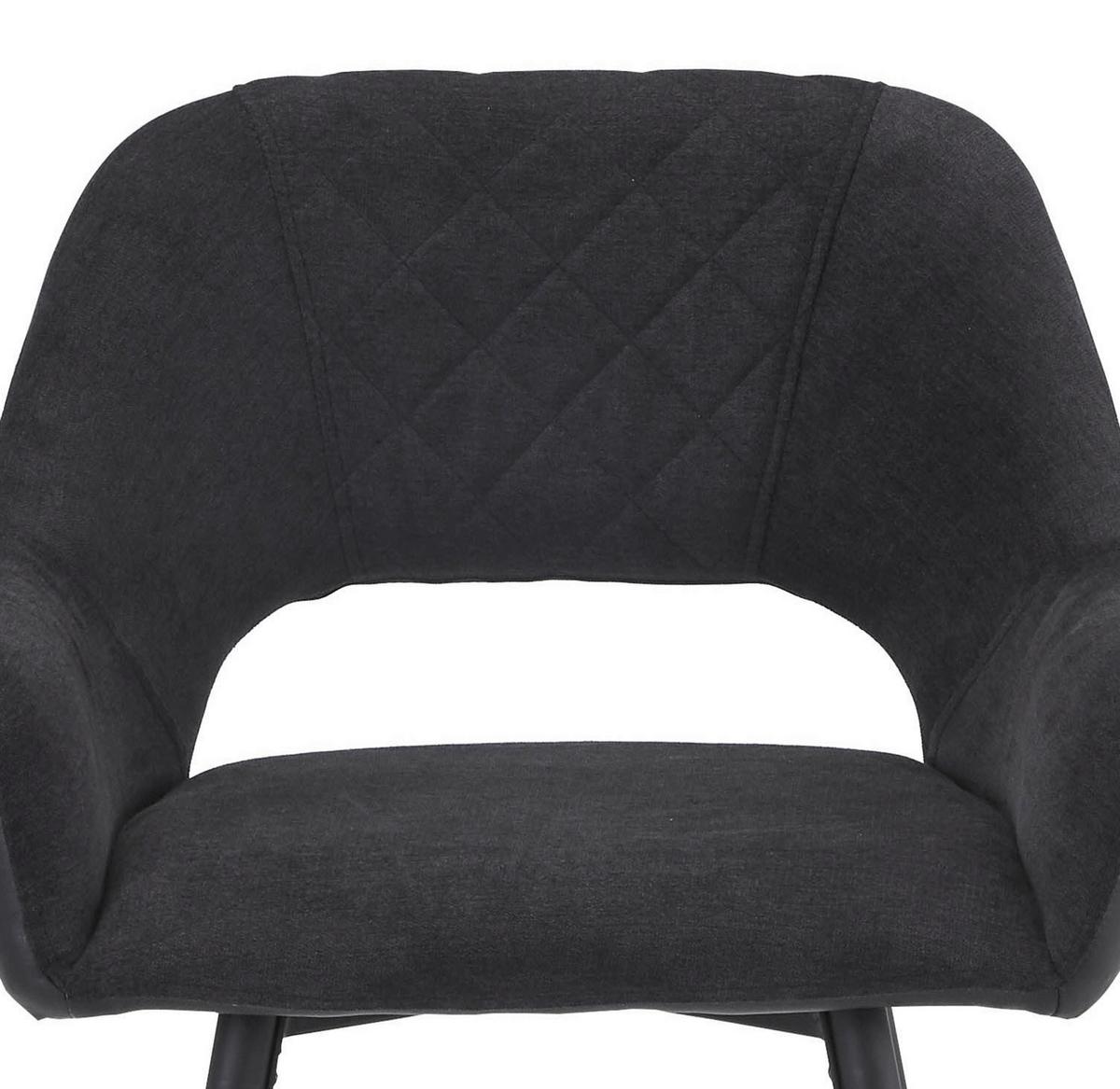 Barhocker mit Lehne Porto Anthrazit/Schwarz - Anthrazit/Schwarz, MODERN, Textil/Metall (52/102/56cm) - MID.YOU