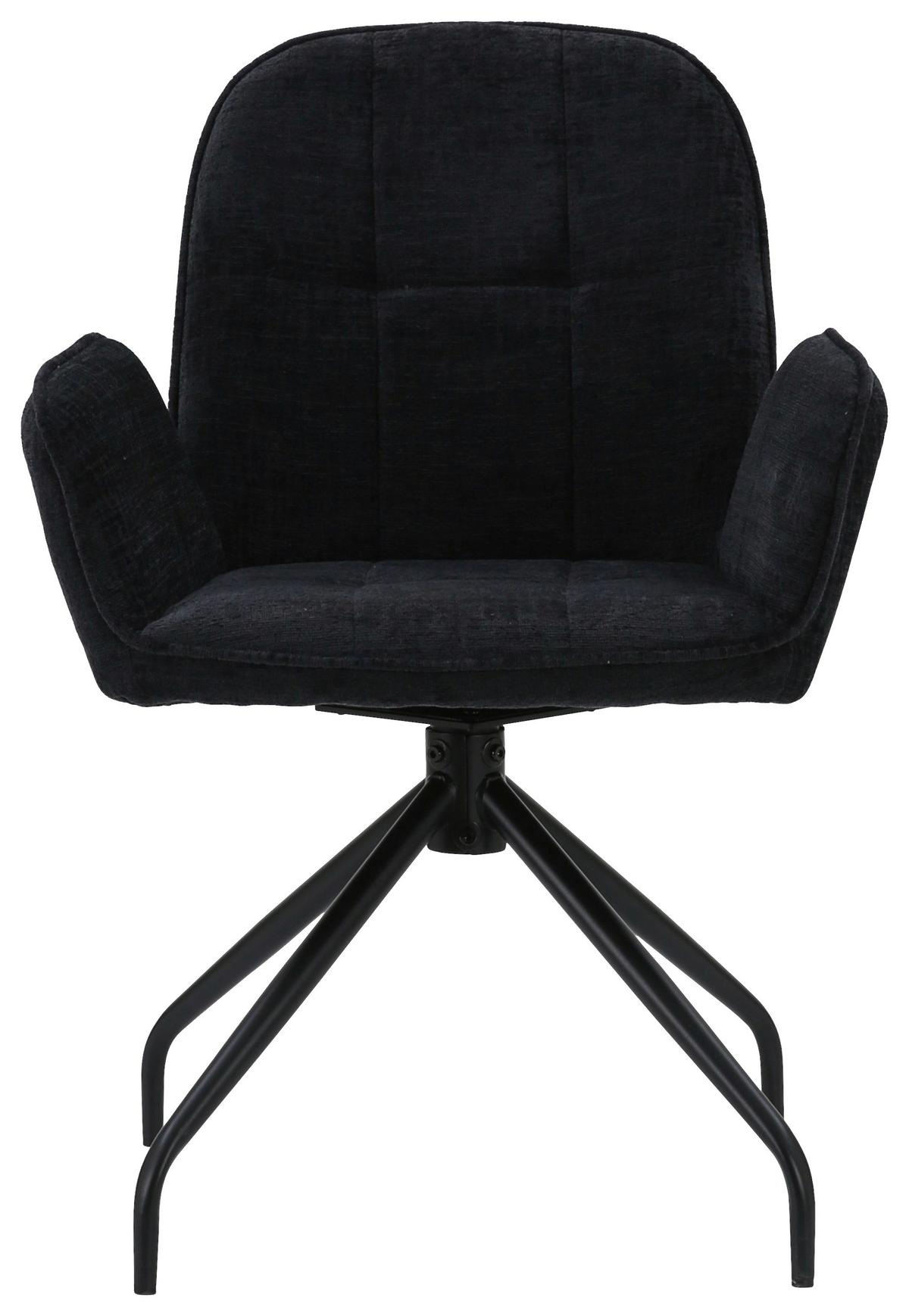 Armlehnstuhl Fria Giga Webstoff dunkelgrau, B: 59cm - Dunkelgrau/Schwarz, KONVENTIONELL, Textil/Metall (59/86/62cm)