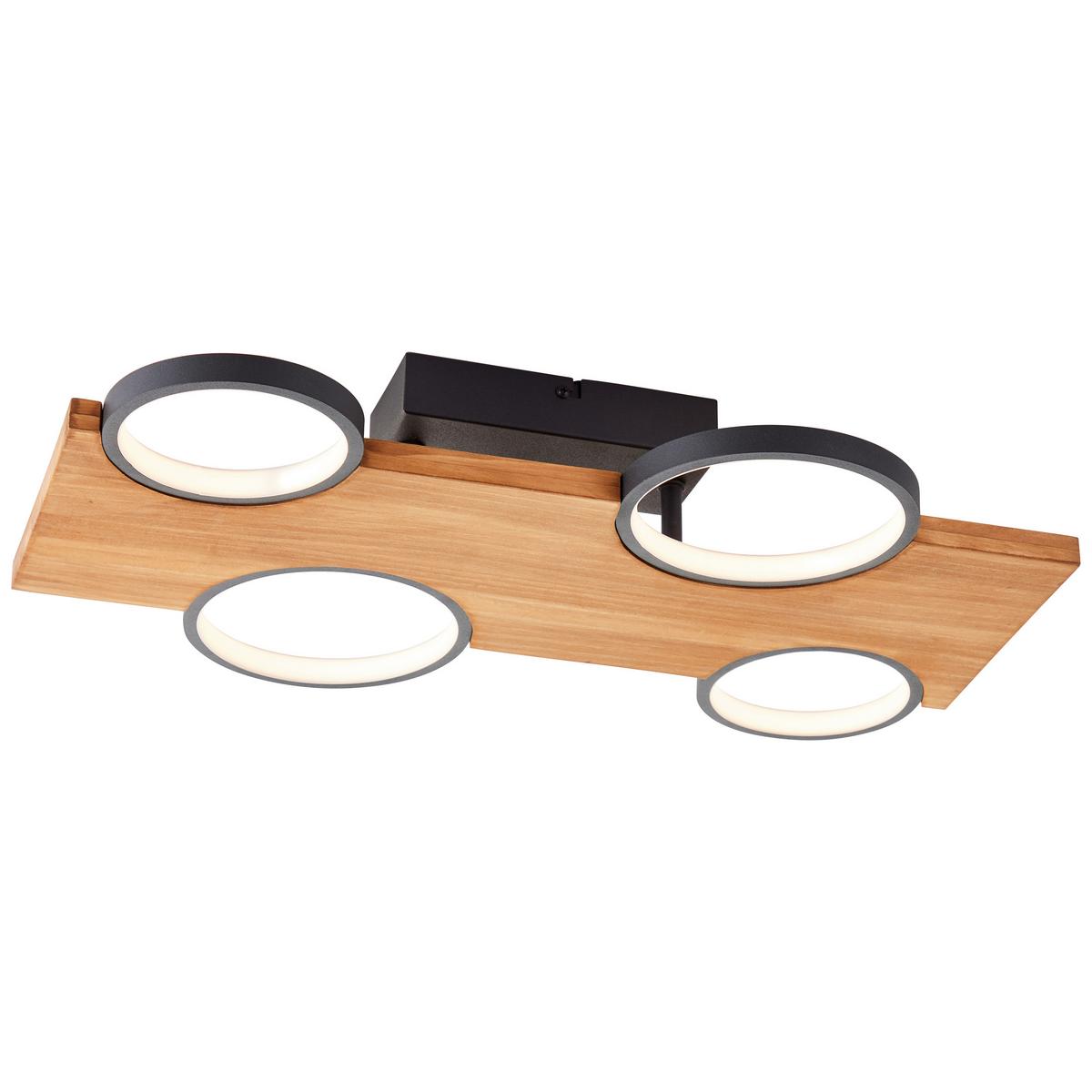Led-deckenleuchte G99937/76 Cheesy - Hellbraun/Schwarz, Natur, Holz/Metall (10,2/55/34,6cm) - Brilliant
