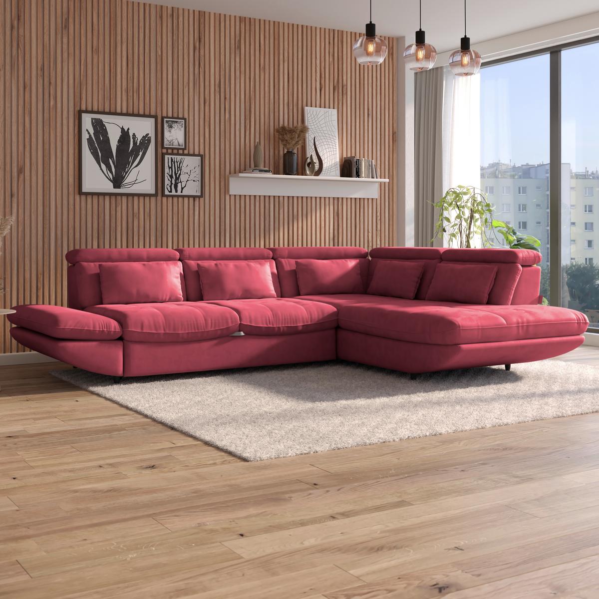 Wohnlandschaft Park - Koralle/Schwarz, MODERN, Textil (233/311cm) - Luca Bessoni