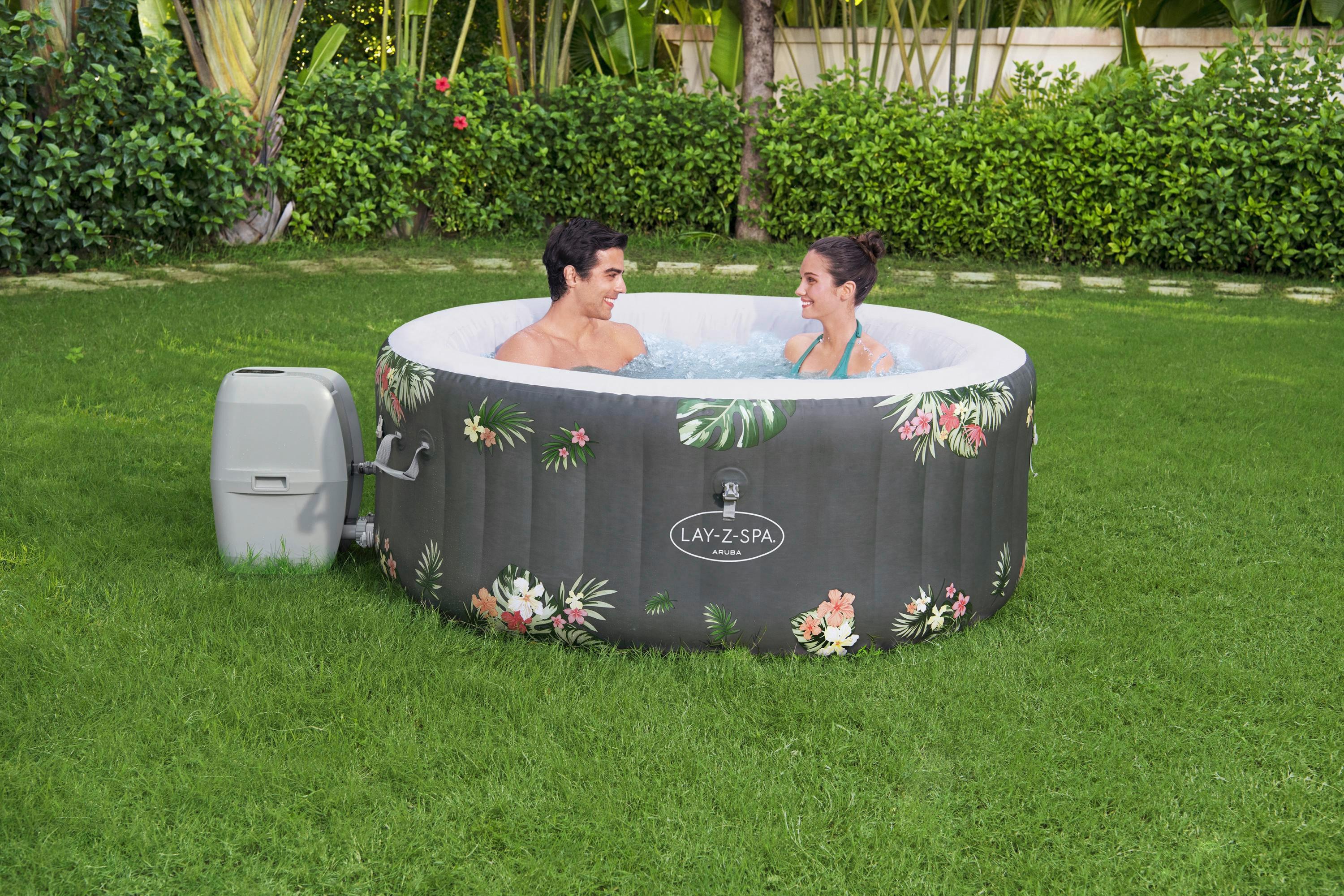 Whirlpool Aufblasbar Aruba Airjet ⌀ 170 X H 66 cm - Multicolor/Weiß, Trend, Kunststoff (170/66cm) - Bestway