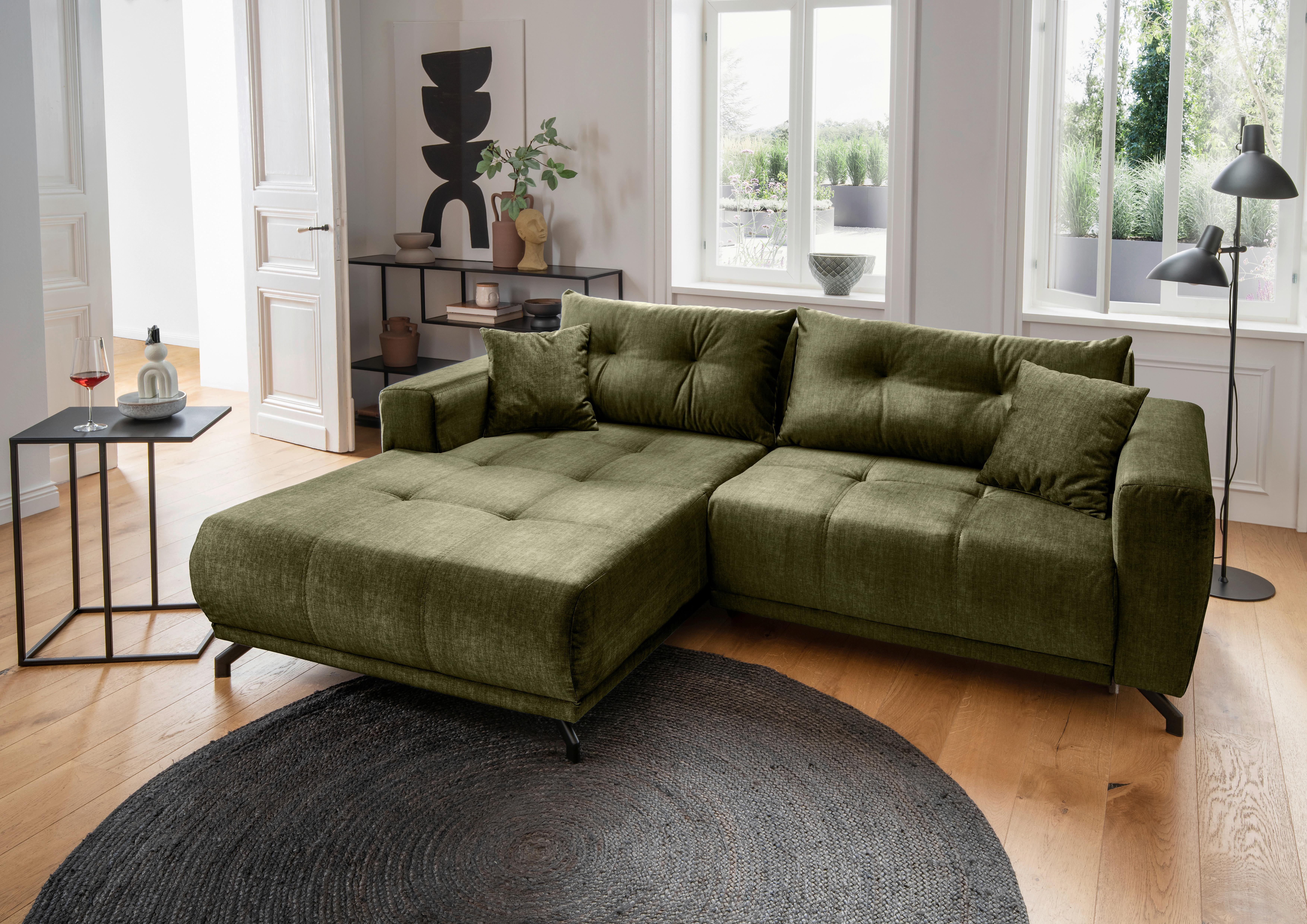 Ecksofa Restato, Grün S: 177x246 cm - Schwarz/Grün, MODERN, Textil (177/246cm) - MID.YOU