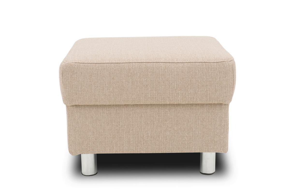Polsterhocker Jamie Beige Webstoff H: 40 cm - Chromfarben/Beige, KONVENTIONELL, Textil (54/40/54cm) - MID.YOU