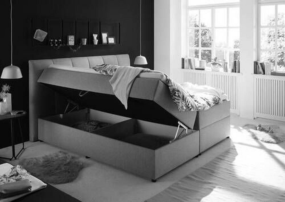 Boxspring postel GRANADA antracitová  180x200 cm - černá/antracitová, Basics, textil/plast (180/200cm) - MID.YOU