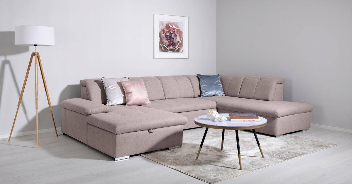 Wohnlandschaft Ramzes Taupe U: 173x328x215 cm - Taupe/Grau, Design, Textil (173/328/215cm) - MID.YOU