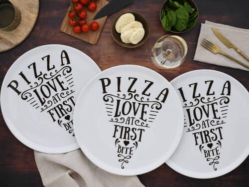 Tanier na pizzu PIZZA LOVE, 6-dielny - biela, Trend, keramika (33cm) - Creatable