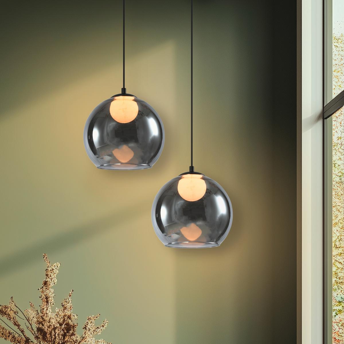 Pendelleuchte 31-38333 Brin - Schwarz/Weiß, Design, Glas/Metall (23/23/100cm)