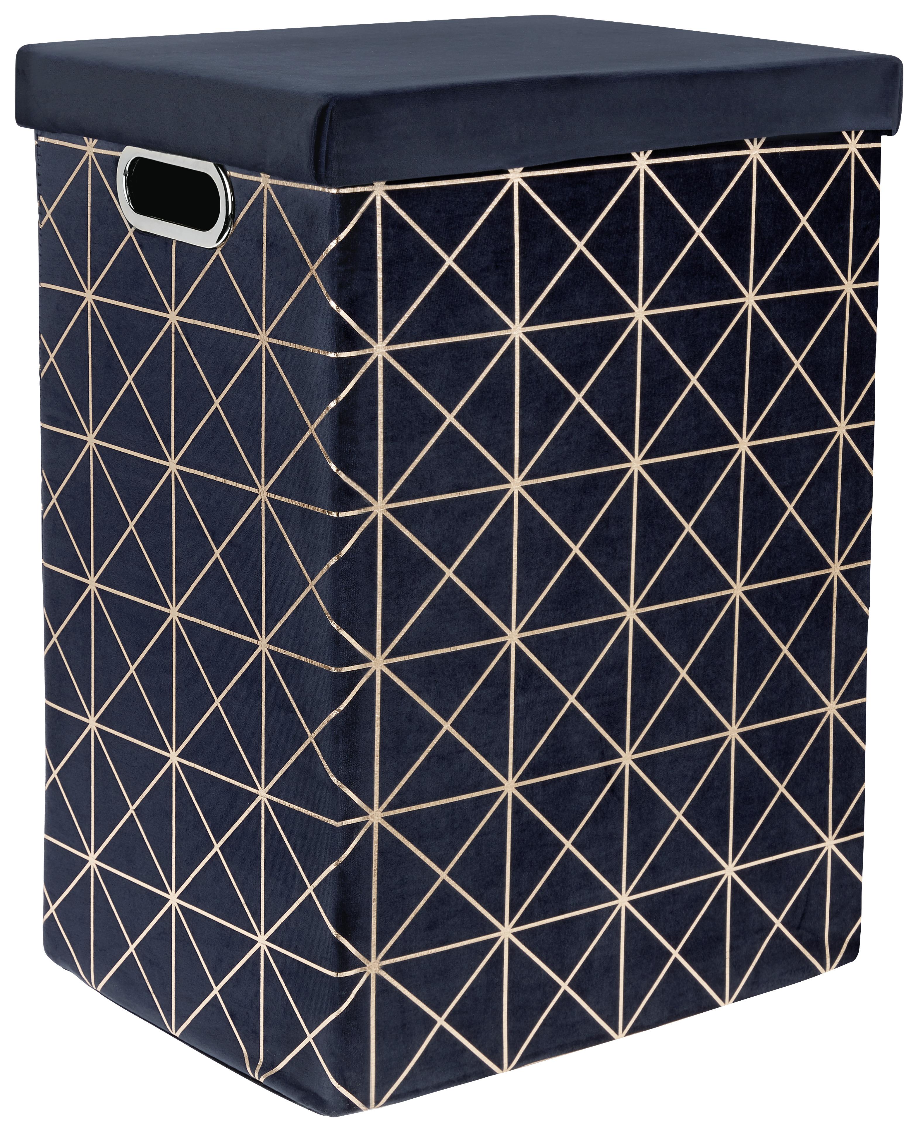 WÄSCHETONNE Pandora 50 Liter - Goldfarben/Dunkelblau, MODERN, Karton/Textil (39/54/29cm) - Luca Bessoni