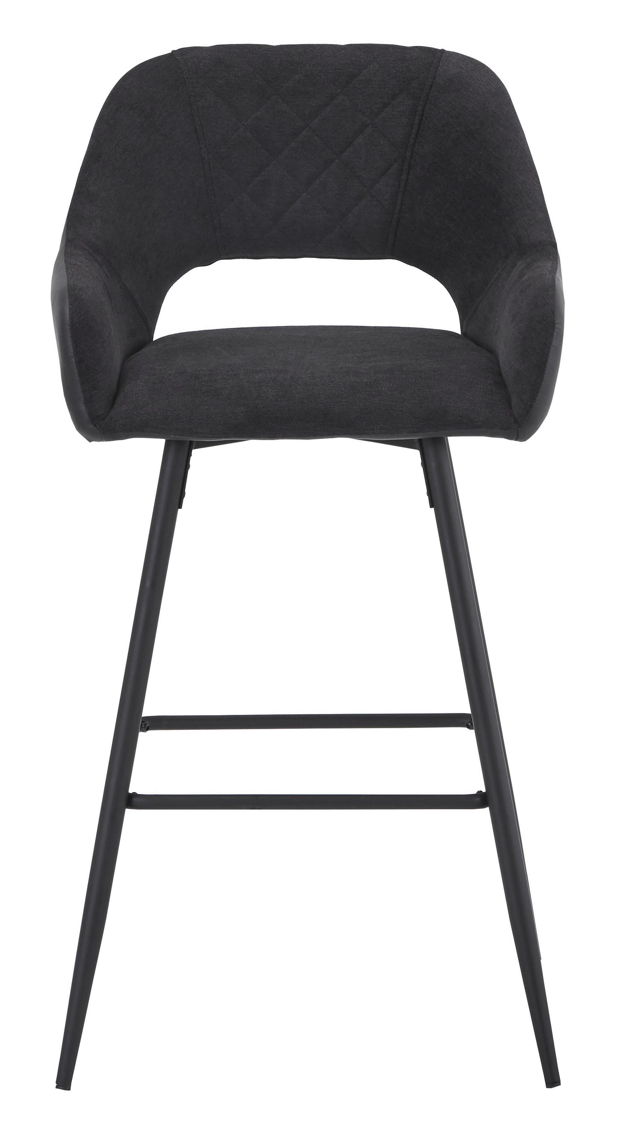 Barhocker mit Lehne Porto Anthrazit/Schwarz - Anthrazit/Schwarz, MODERN, Textil/Metall (52/102/56cm) - MID.YOU