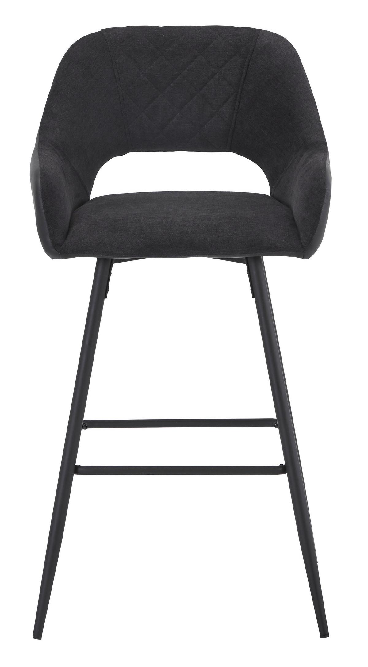 Barhocker mit Lehne Porto Anthrazit/Schwarz - Anthrazit/Schwarz, MODERN, Textil/Metall (52/102/56cm) - MID.YOU