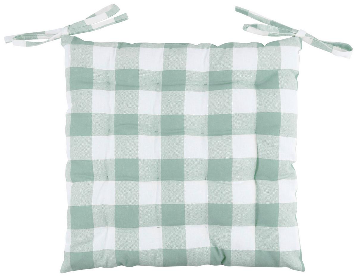 Sitzkissen Sofia Grün/Weiß 40x40 cm Baumwolle - Weiß/Grün, MODERN, Textil (40/40/5cm) - Luca Bessoni