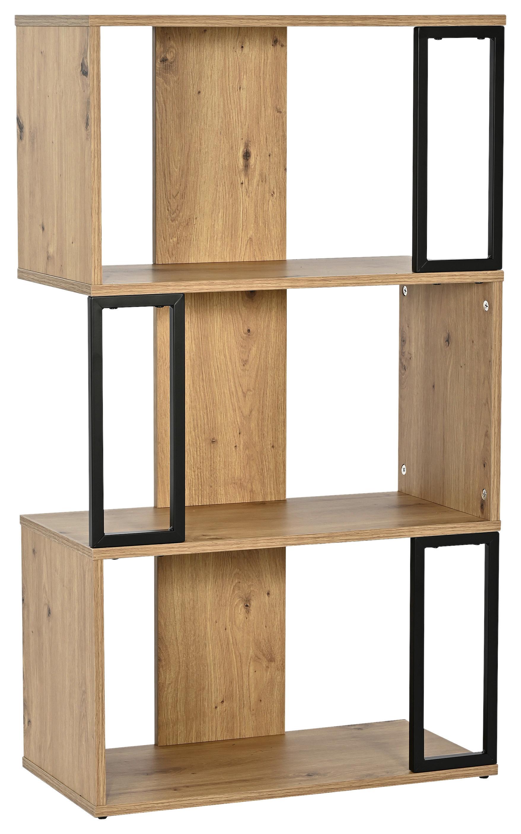 Regal MARBELLA dekor dub Artisan - černá/dub artisan, Moderní, kov/kompozitní dřevo (60/106/30cm) - Mömax