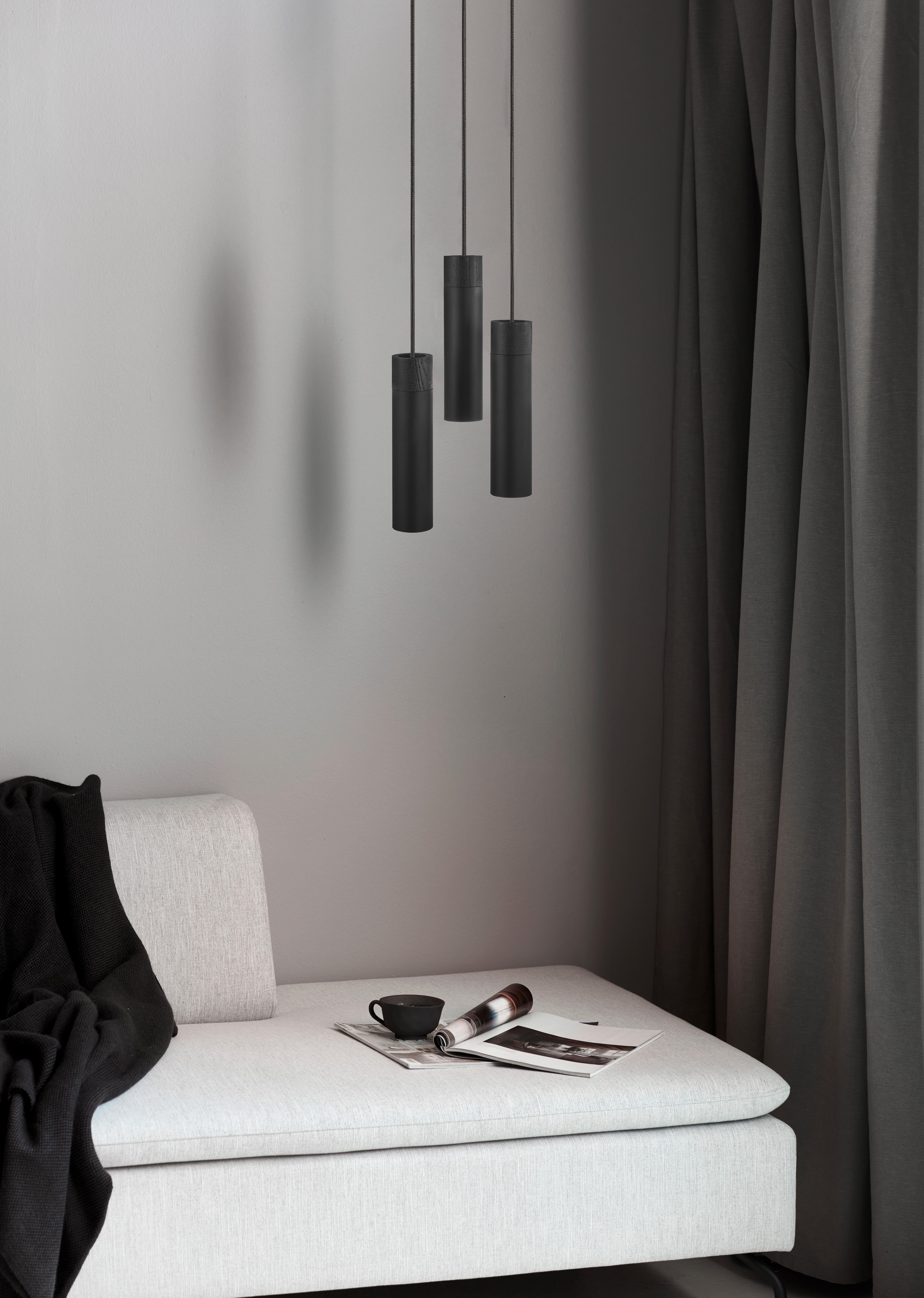 Hängeleuchte Tilo Pela Schwarz D: 22 cm - Schwarz, Design, Holz/Metall (22/24,6cm) - Nordlux