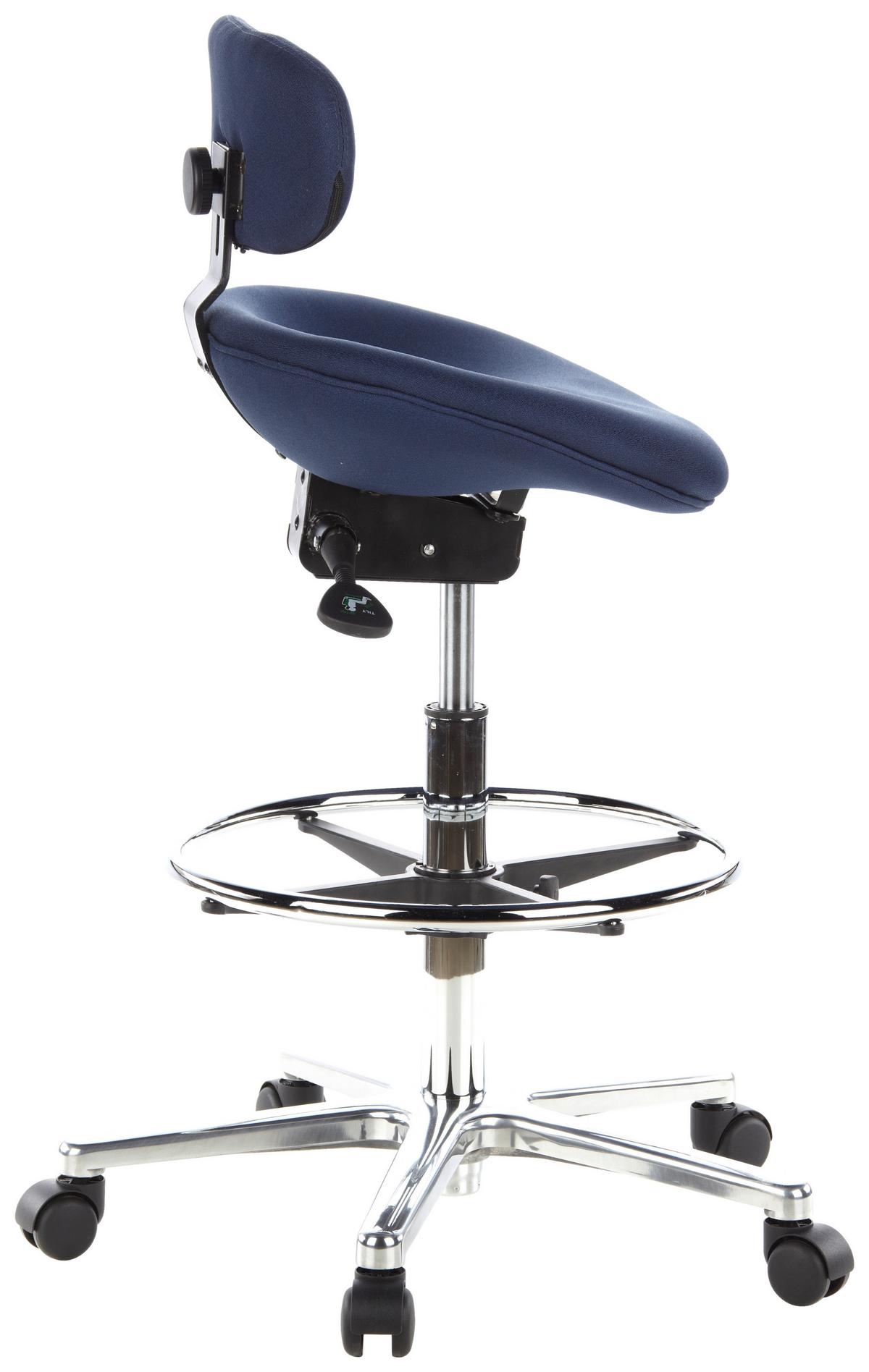 Bürohocker Work Mf Blau Bis 100 Kg - Blau/Silberfarben, Basics, Kunststoff/Textil (50/106/40cm) - MID.YOU