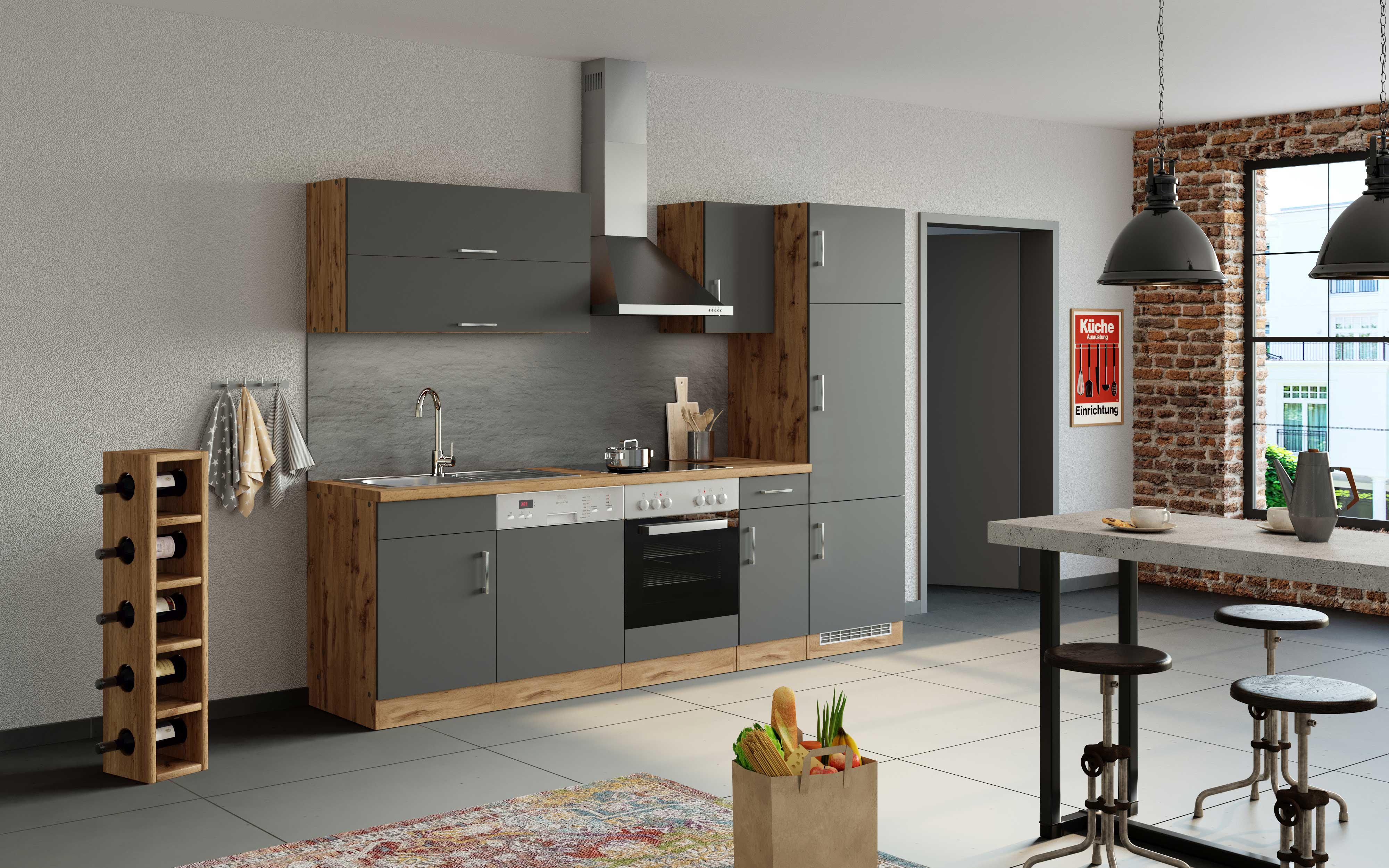 Moderne Küchenzeile mit Spüle und Elektrogeräten