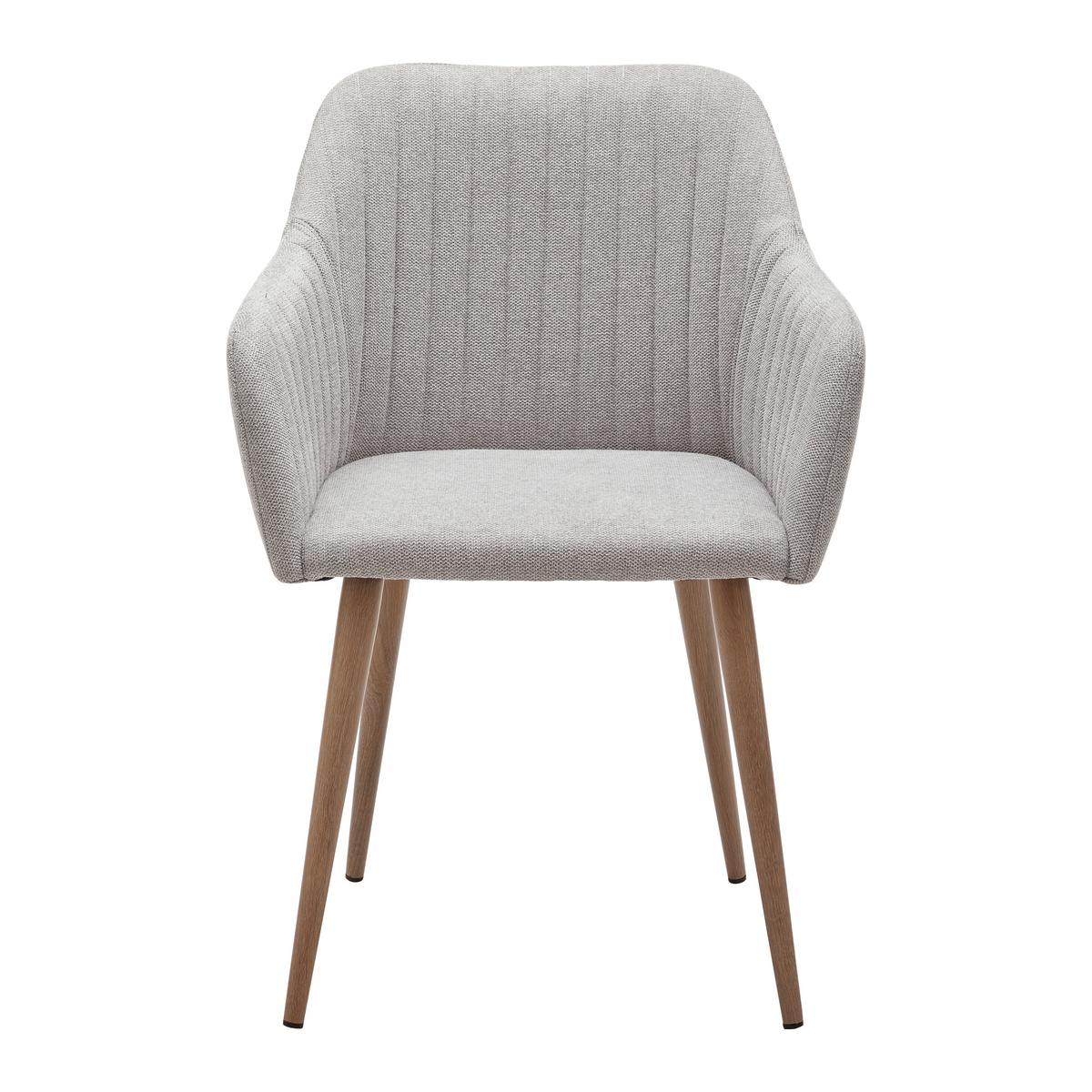 Stolička s podrúčkami NICOLA - sivá - prírodná farba/svetlosivá, Modern, kov/drevo (58/82,5/62cm) - PBJ