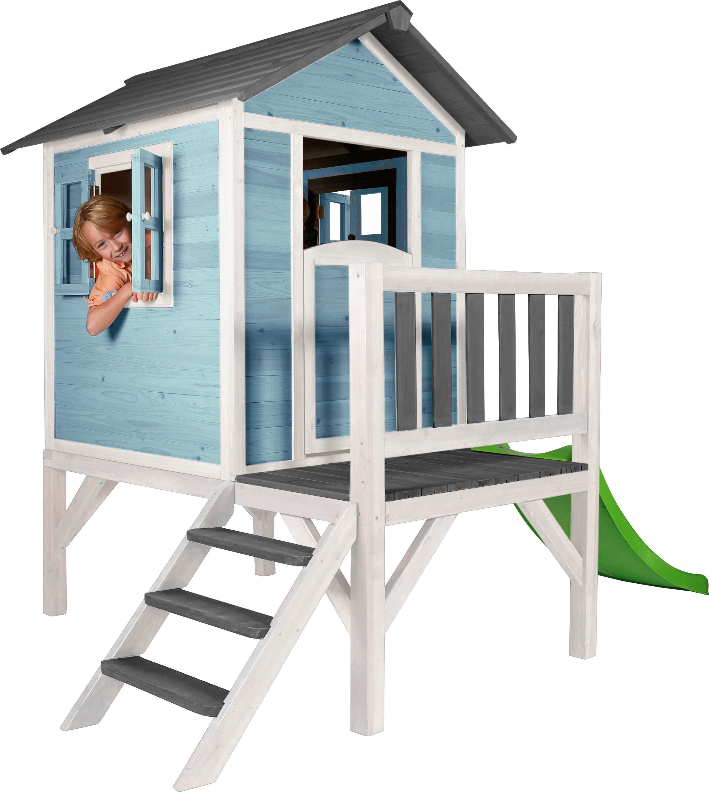 Hrací domeček pro děti Sunny Lodge XL modrá - šedá/bílá, Basics, dřevo (260/190/167cm)