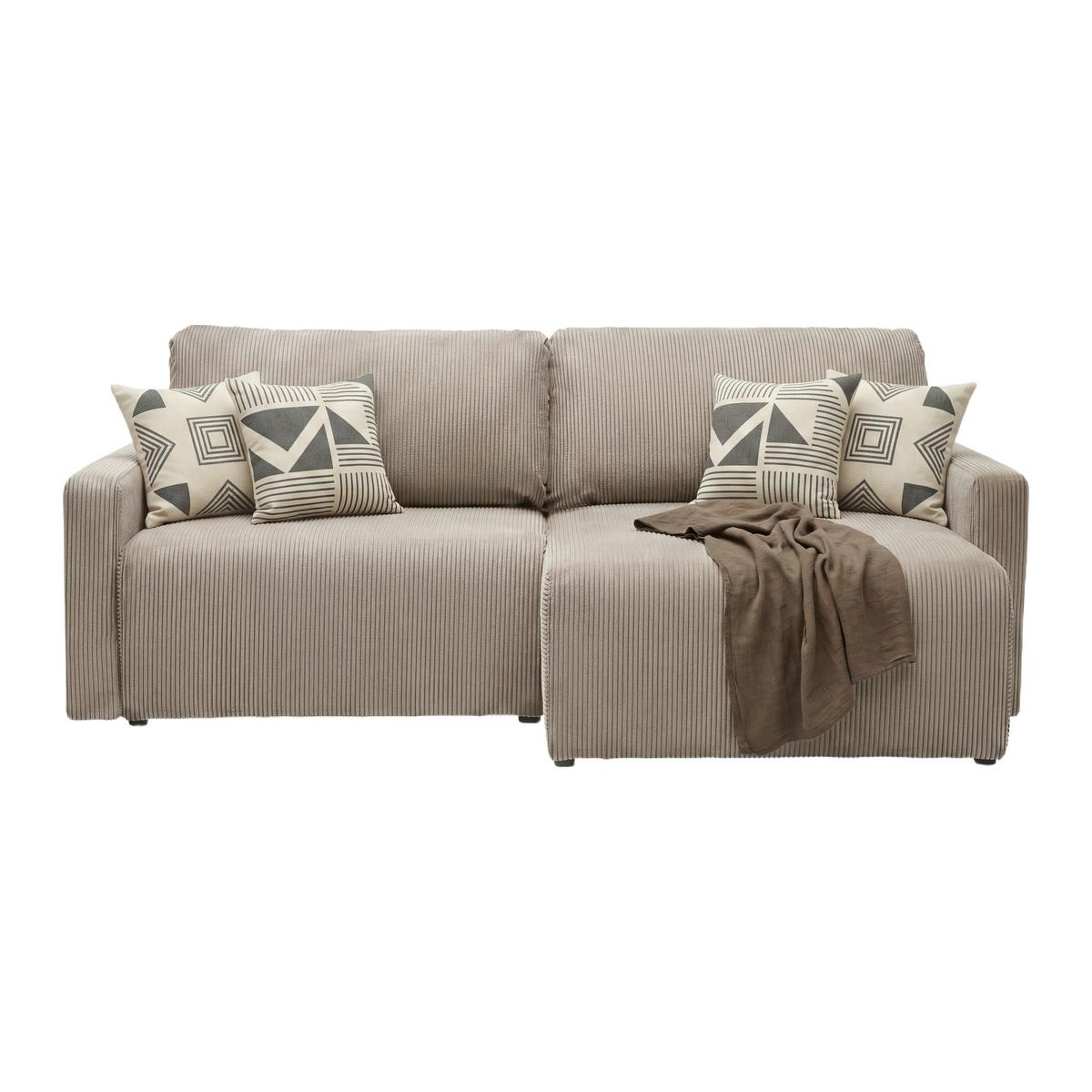 Rohová sedačka DAVE, obojstranná,sivohnedý menč. - taupe, Modern, textil (227/146cm) - Based