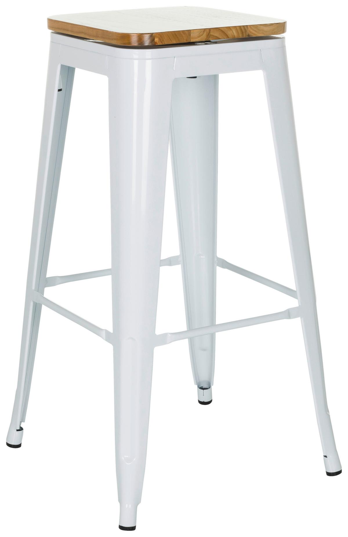 Barhocker Vantaggio High Weiß B: 44 Cm - Weiß, MODERN, Holz/Metall (44/77/44cm) - MID.YOU