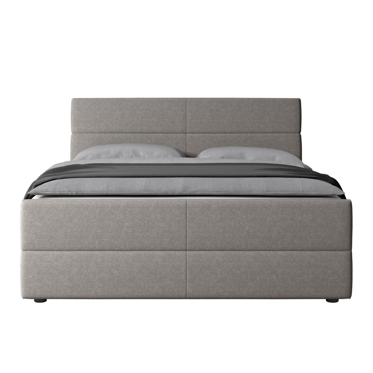 Boxspringbett mit Bettkasten Verona 180x200 cm Silberfarben - Silberfarben/Schwarz, MODERN, Karton/Holzwerkstoff (180/200cm) - MID.YOU