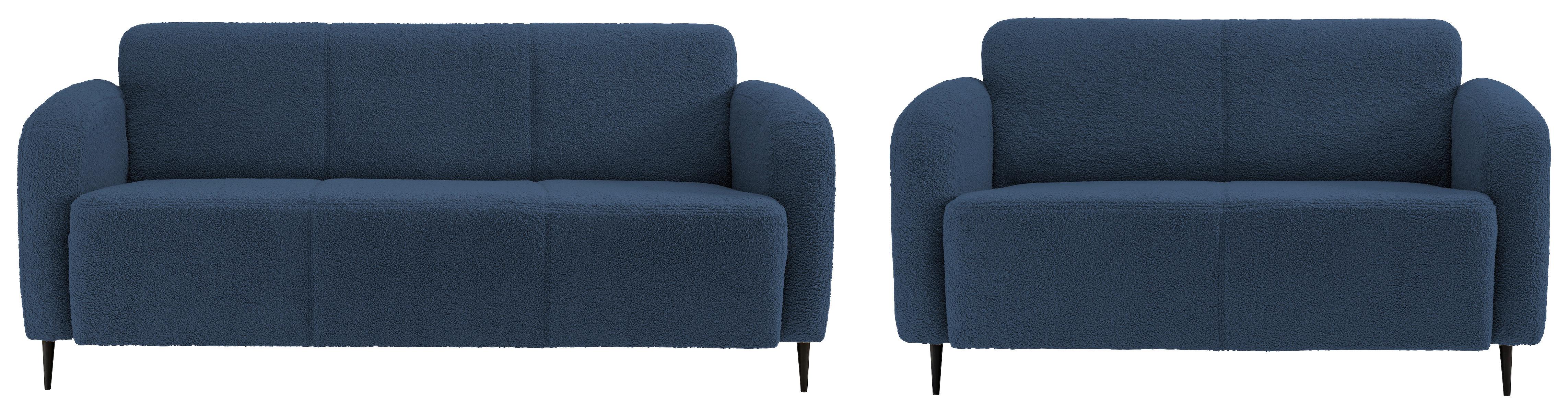 Sitzgarnitur 2-Tlg. Marone Blau - Blau/Schwarz, MODERN, Textil (180/76/90cm) - Livetastic