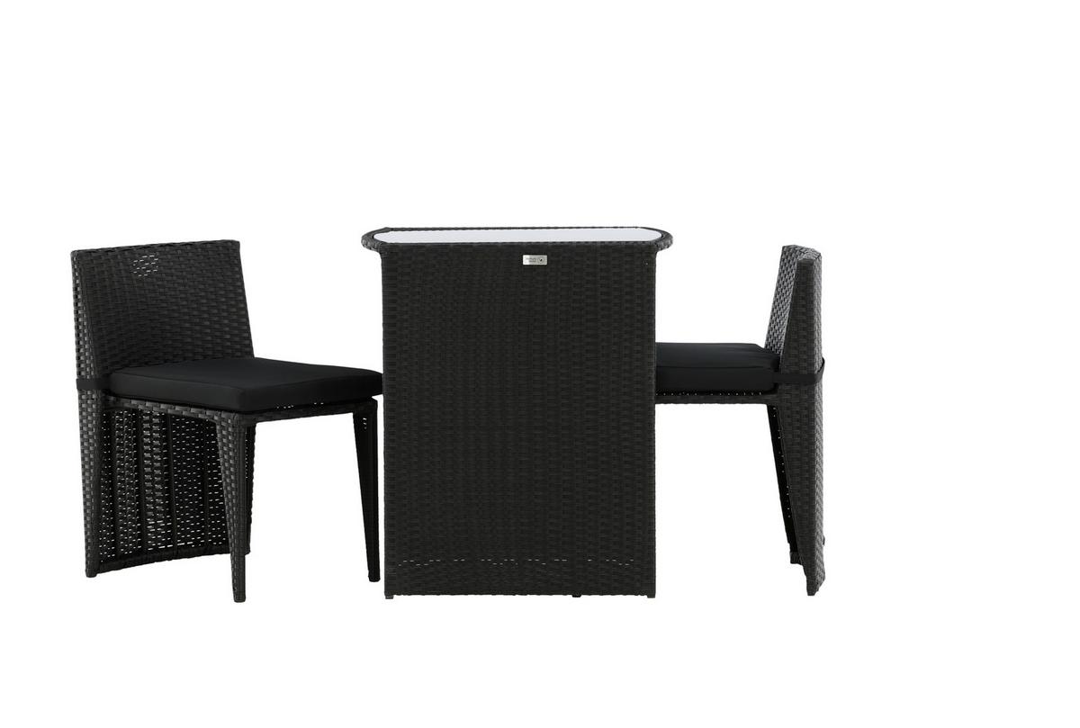 Balkonmöbel Set Savanna Metall/kunststoff Mit Kissen - Schwarz/Grau, KONVENTIONELL, Kunststoff/Textil - Gardenson