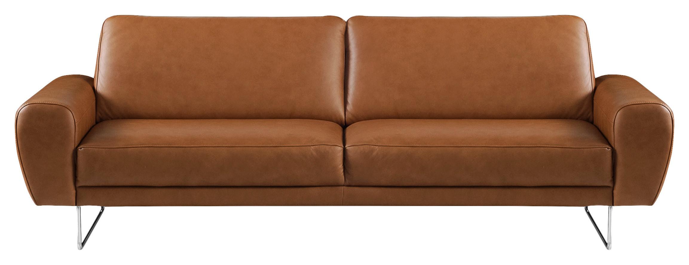Ecksofa Spring Cognac Chrom B: 207 cm - Chromfarben/Cognac, Design, Leder (207/85/92cm) - Livetastic
