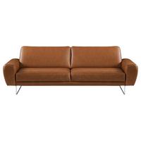 Ecksofa Spring Cognac Chrom B: 207 cm - Chromfarben/Cognac, Design, Leder (207/85/92cm) - Livetastic