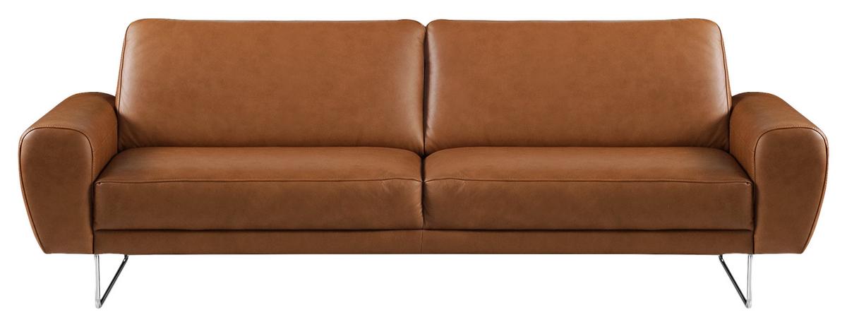 Ecksofa Spring Cognac Chrom B: 207 cm - Chromfarben/Cognac, Design, Leder (207/85/92cm) - Livetastic
