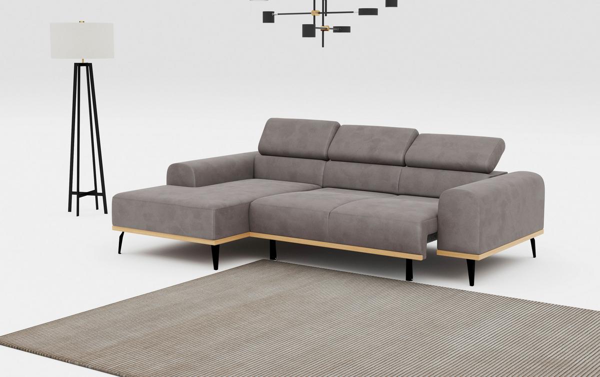 Ecksofa Grau Mit Sitzvorzug S: 157x244 Cm - Schwarz/Grau, KONVENTIONELL, Textil (157/244cm) - Cotta