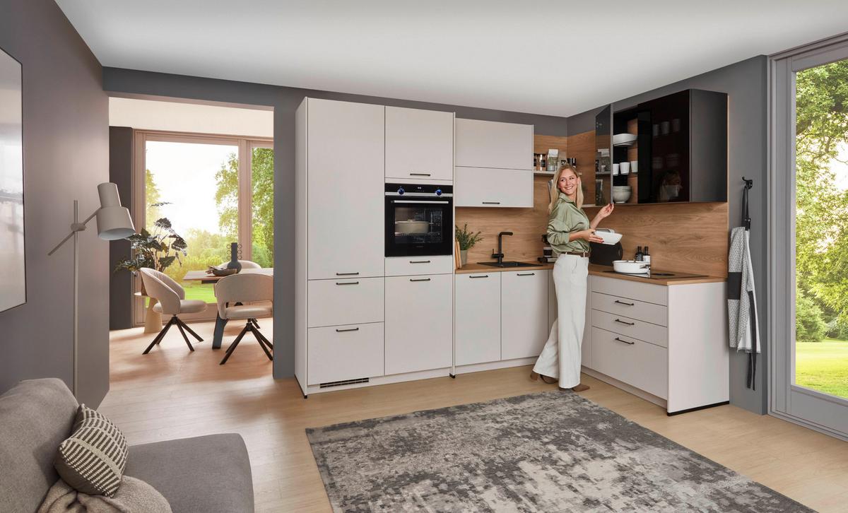 Eckküche Lucca - Sandfarben/Eichefarben, Trend, Holzwerkstoff (283,2/191,6cm) - Vertico