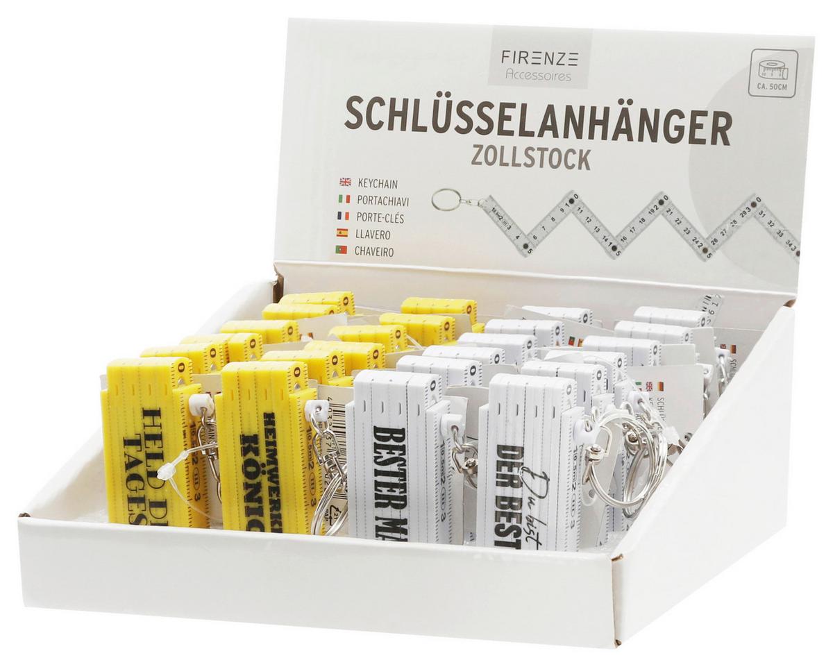 Schlüsselanhänger Zollstock - Gelb/Schwarz, Basics, Kunststoff (6,5/1,3/2,4cm)