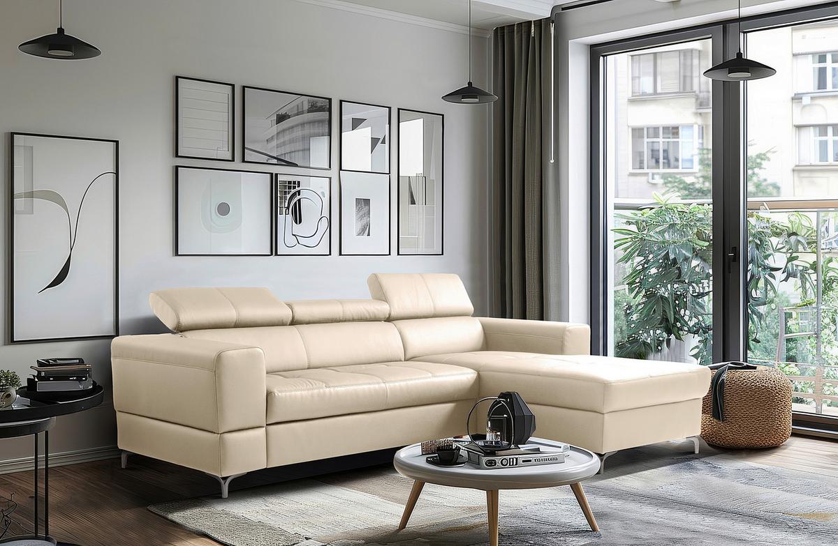 Ecksofa Torino Teilleder Grau 247x173 - Schwarz/Grau, Design, Leder/Textil (247/173cm) - Livetastic