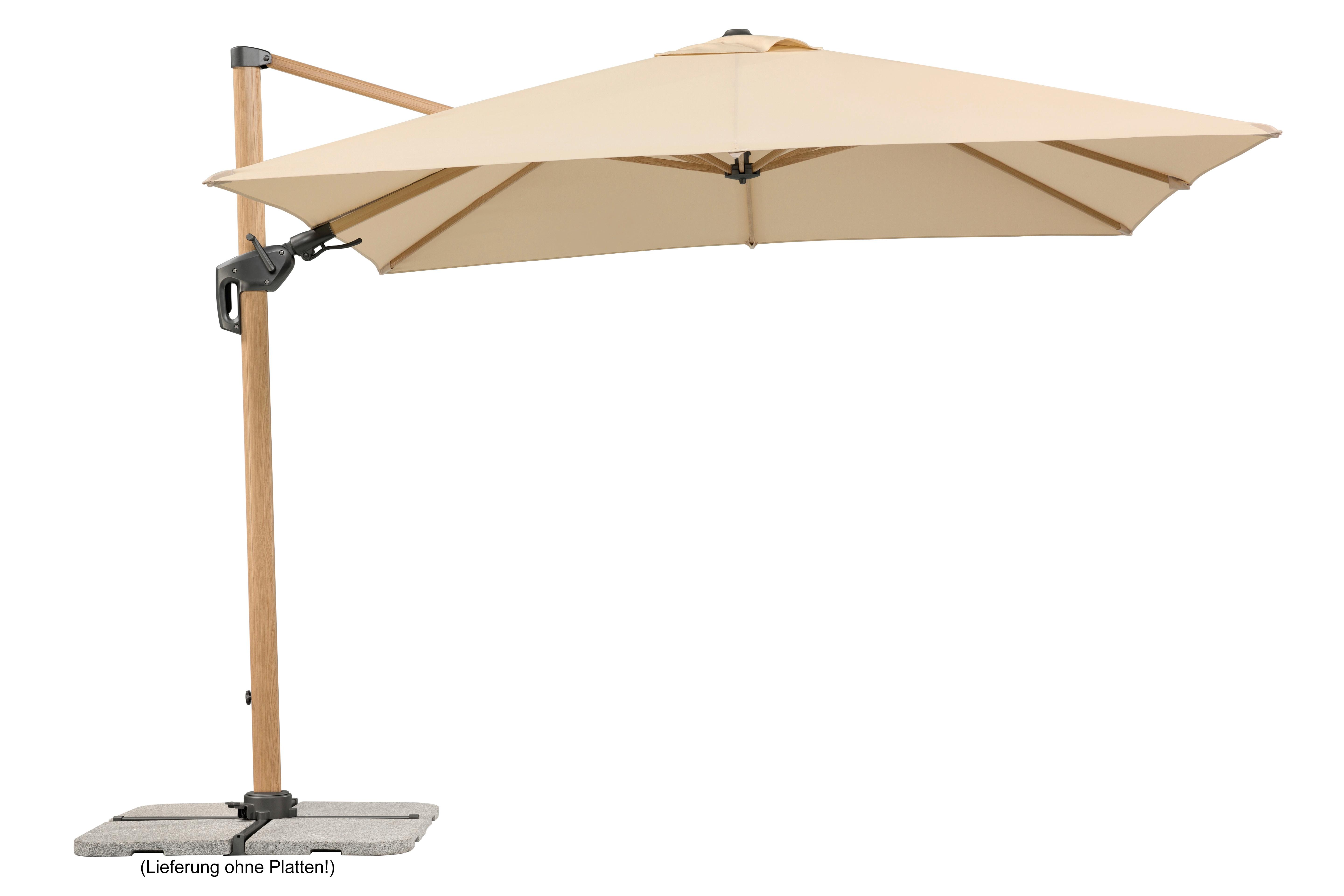 Ampelschirm Rhodos Twist W Bxhxt: 358x263x300cm Naturfarben - Eichefarben/Naturfarben, Basics, Textil/Metall (358/263/300cm) - Schneider