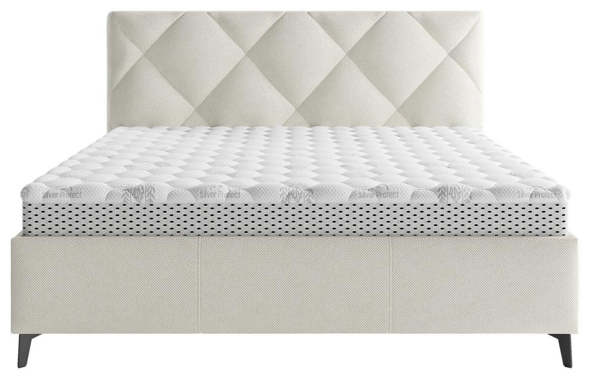Čalouněná postel BIANCO 180x200, béžová - černá/bronzová, Moderní, kov/dřevo (180/200cm)