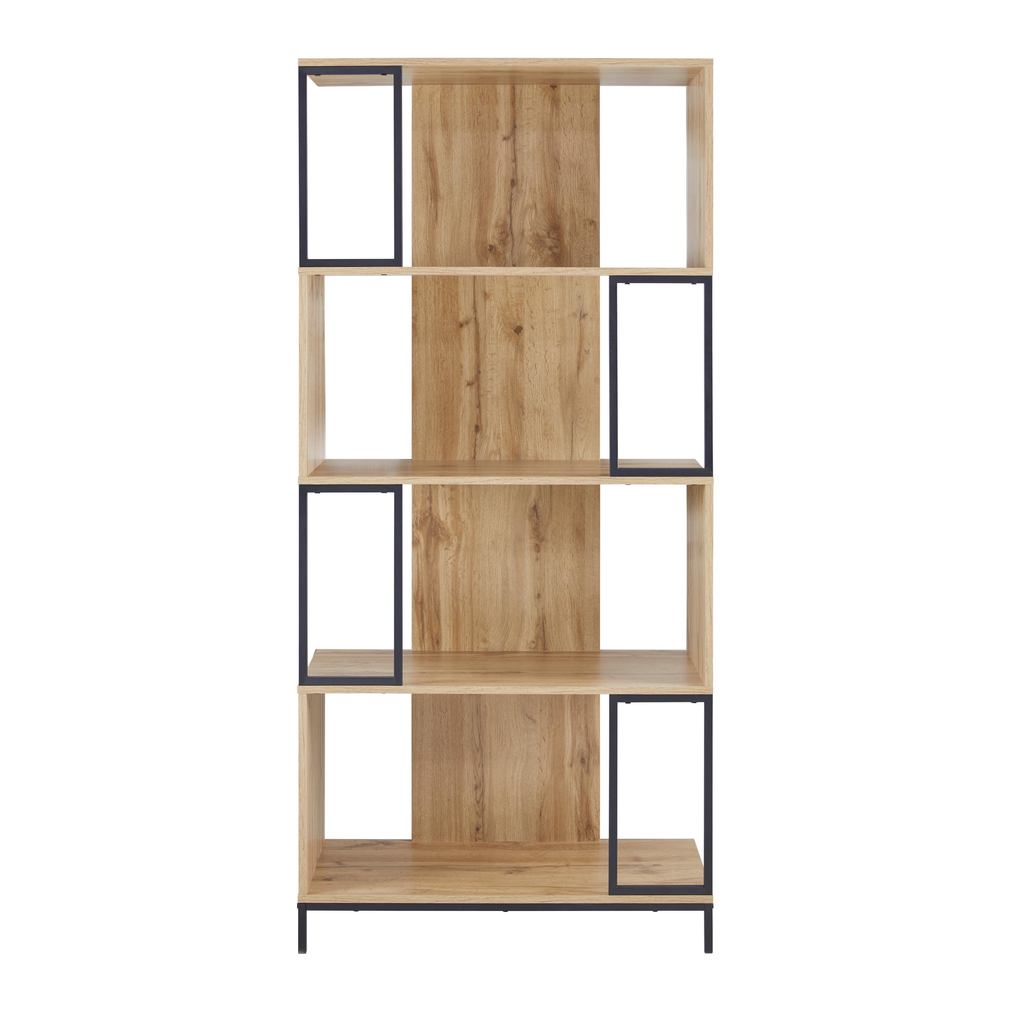 Regal Geny - černá/barvy dubu, Moderní, kov (80/178/40cm) - Bessagi Home