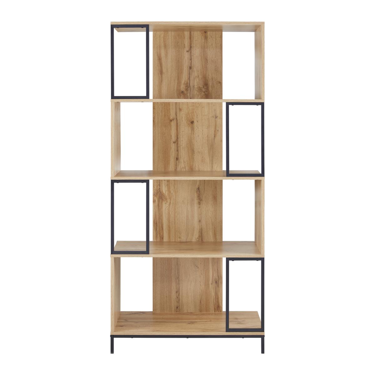 Regál GENY - čierna/farba duba, Modern, kov (80/178/40cm) - Bessagi Home