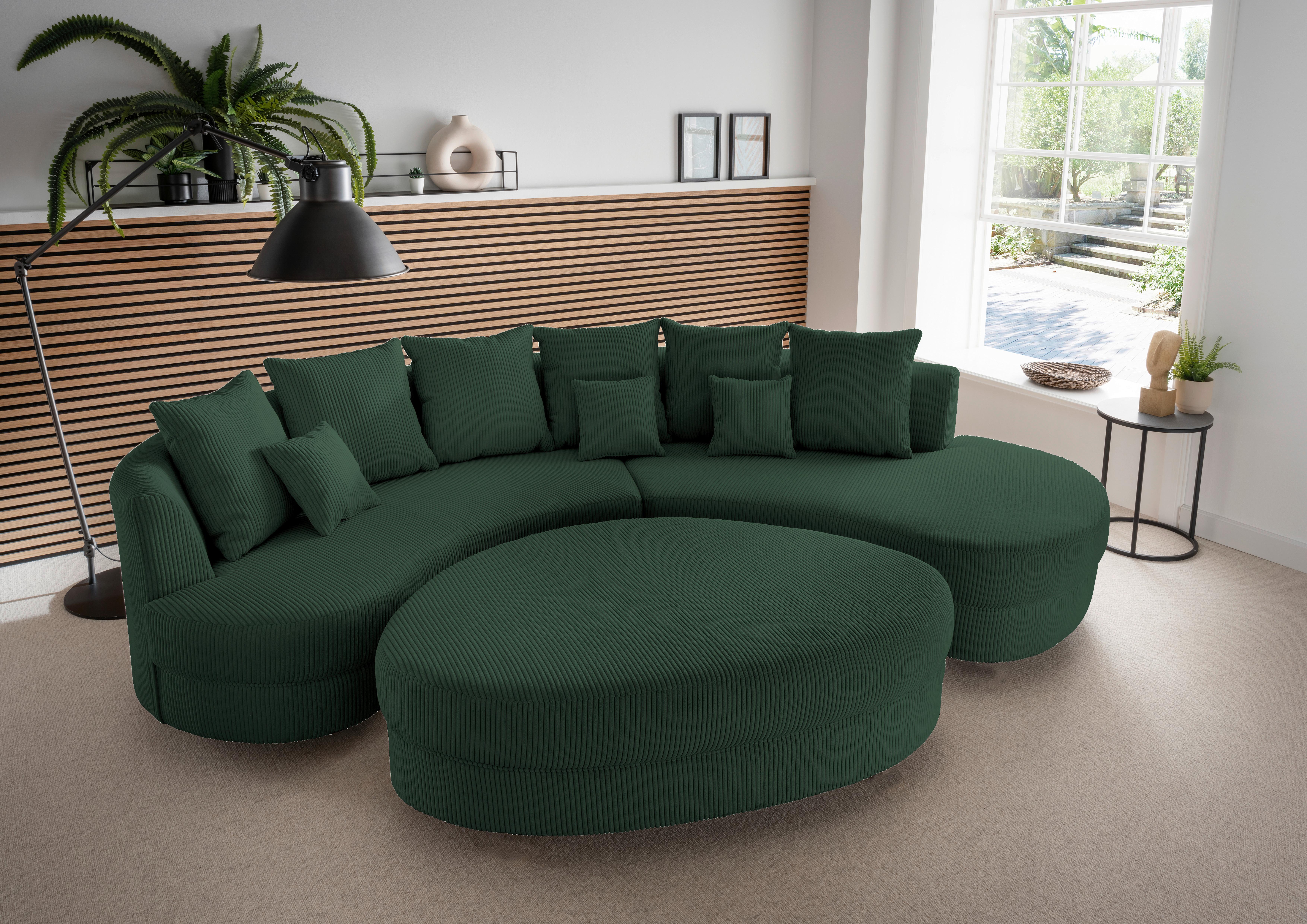 Wohnlandschaft Limoncello Dunkelgrün S: 300x160 cm - Dunkelgrün/Schwarz, Design, Textil (300/160cm) - Livetastic