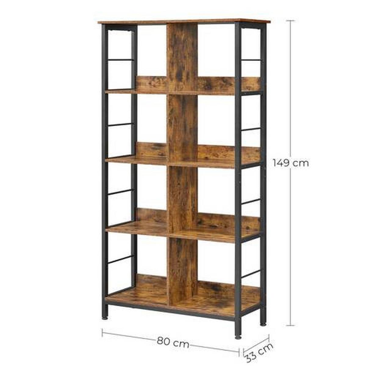 Bücherwand Iron B: 80 Cm Braun/schwarz - Schwarz/Braun, Basics, Holzwerkstoff/Metall (80/149/33cm) - Boxxx