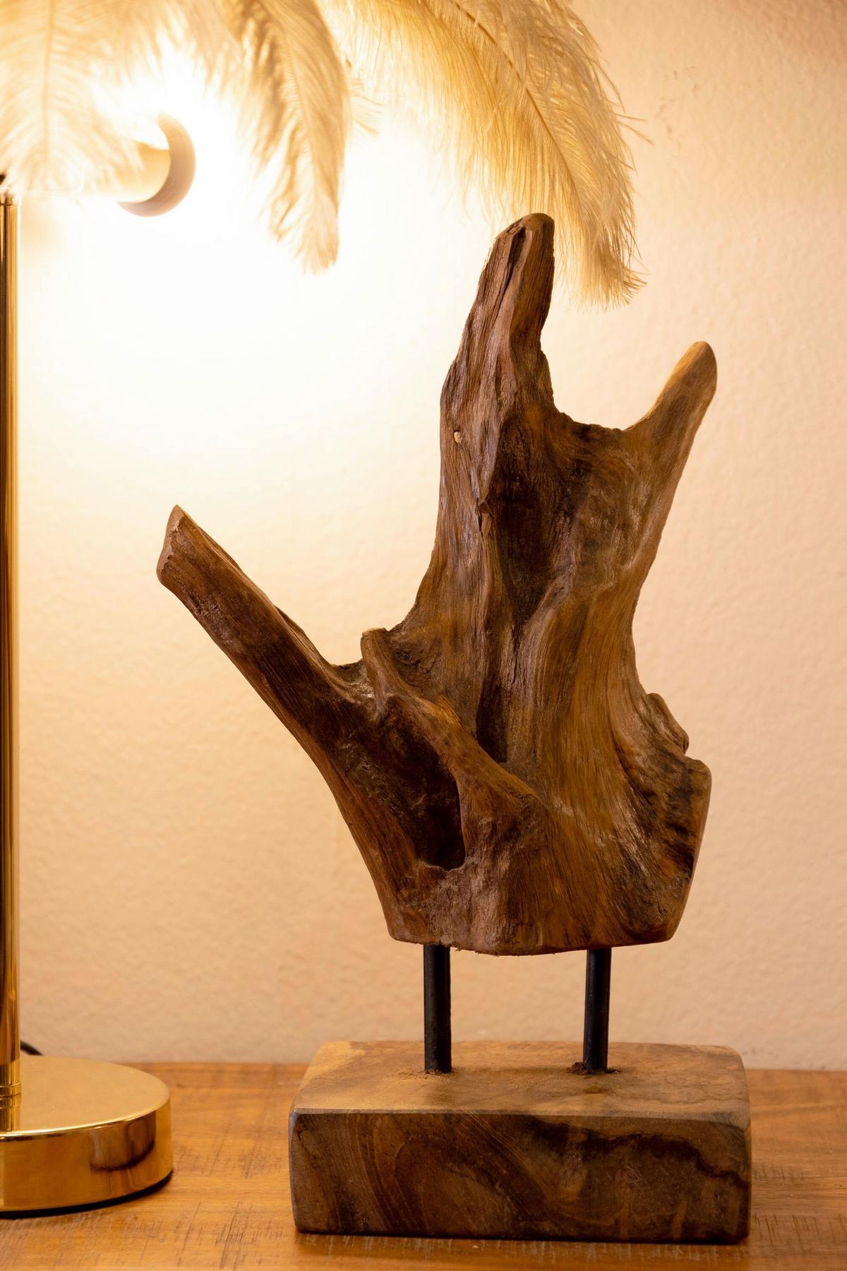 Skulptur Akar Teak. Braun B: 20 cm - Braun, Basics, Holz (20/34/11cm)
