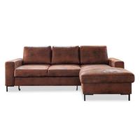 Ecksofa Lofty Lilly Vintage - Schwarz/Braun, MODERN, Textil (236/149cm) - MID.YOU