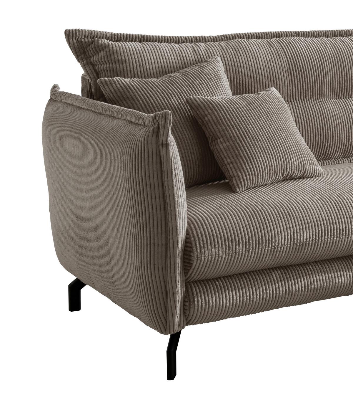 Ecksofa Lava Graubraun S: 255/180 Cm - Graubraun/Schwarz, MODERN, Textil (255/180cm) - Livetastic