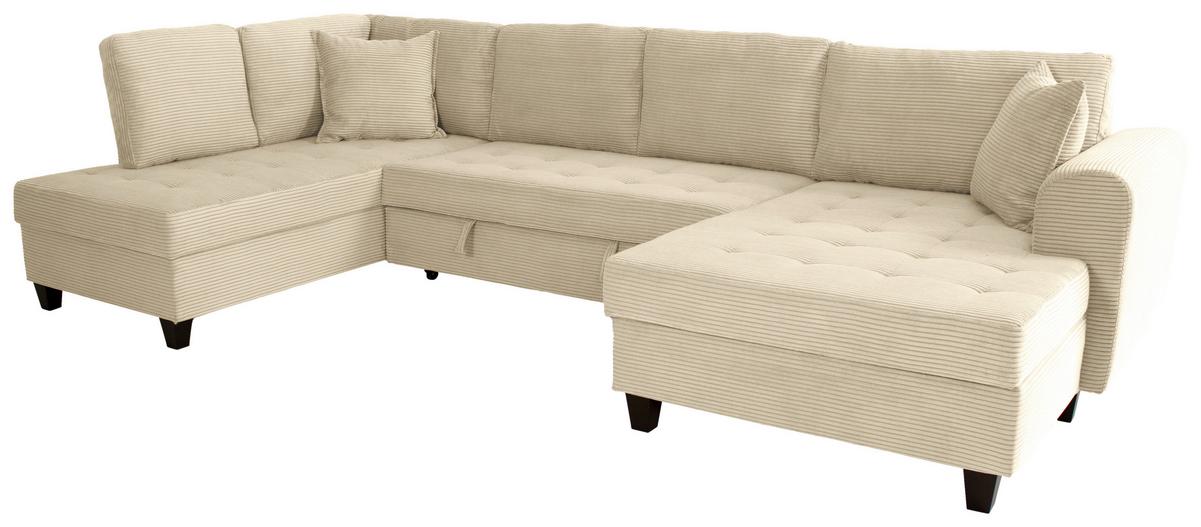 Wohnlandschaft Moritz Creme U-Form: 178x324x155 cm - Creme, Trend, Textil (178/324/155cm)