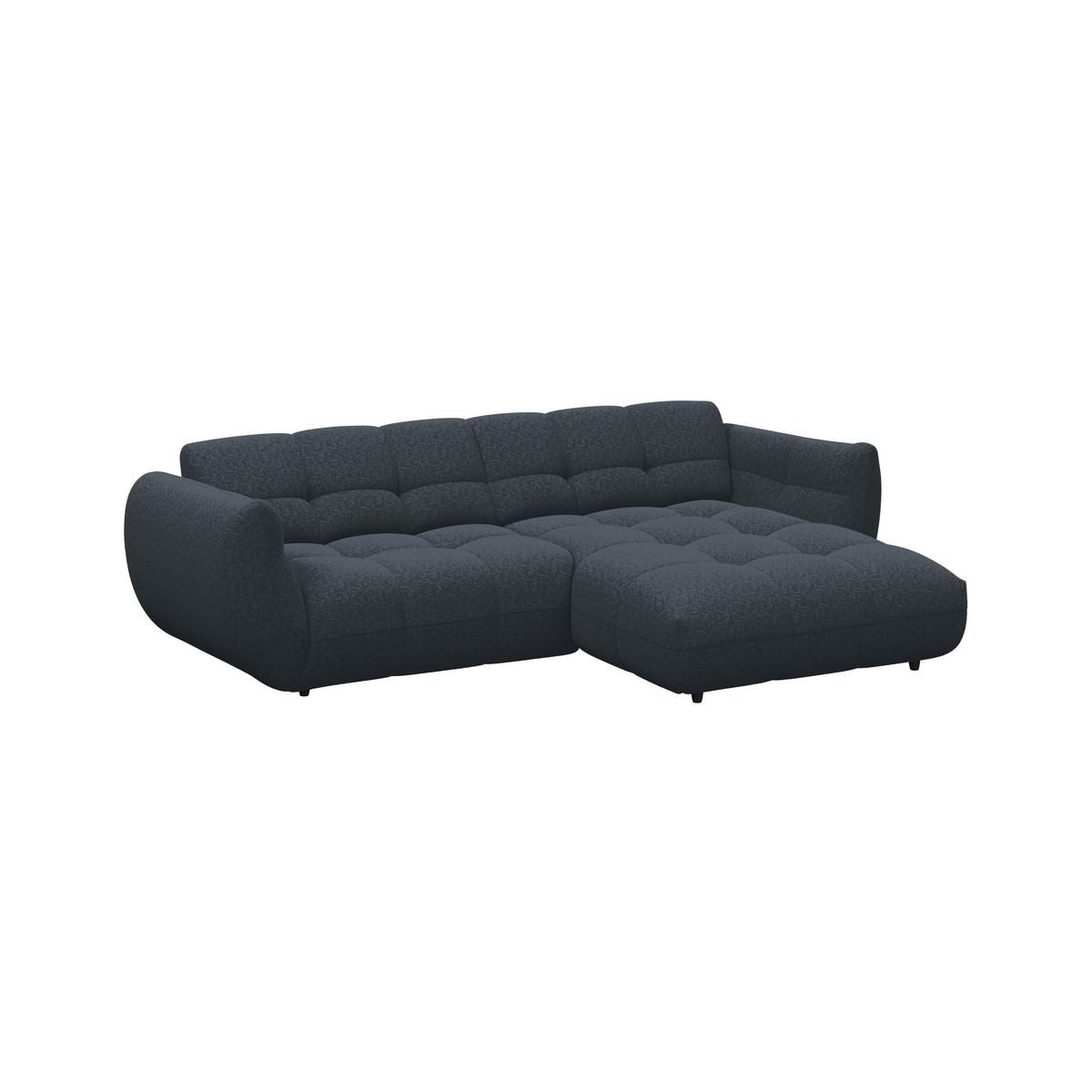 Ecksofa Panda Chenille dunkelblau, 280x178cm - Schwarz/Dunkelblau, Trend, Textil (280/178cm)