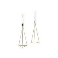 Kerzenständer-Set Eisen für Stabkerzen 2-teilig - Goldfarben, Basics, Metall (9,5/24,2cm) - Echtwerk
