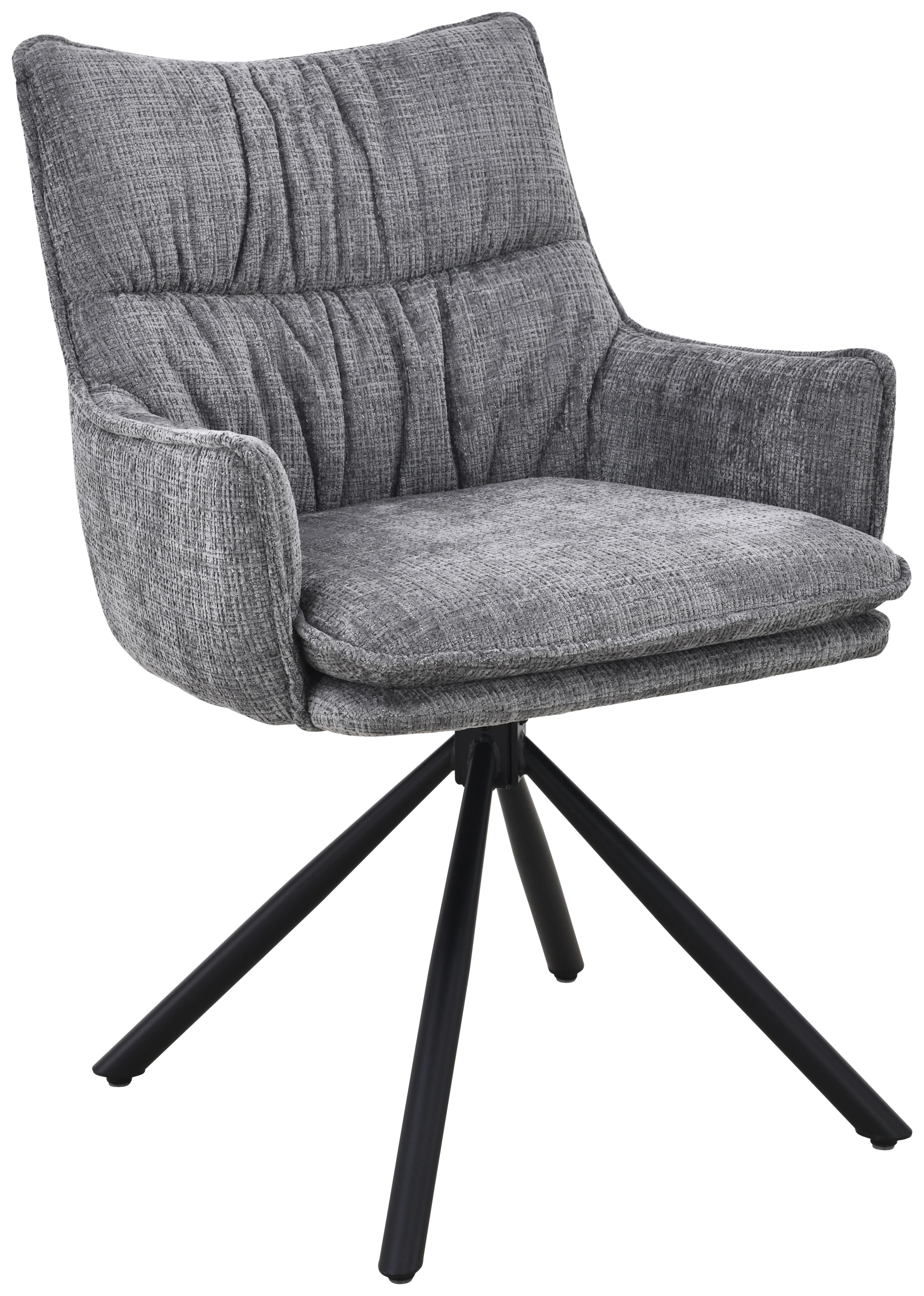 Armlehnstuhl Aria Grau/Schwarz B: 57 cm - Schwarz/Grau, MODERN, Holz/Textil (57/90/67cm) - Livetastic