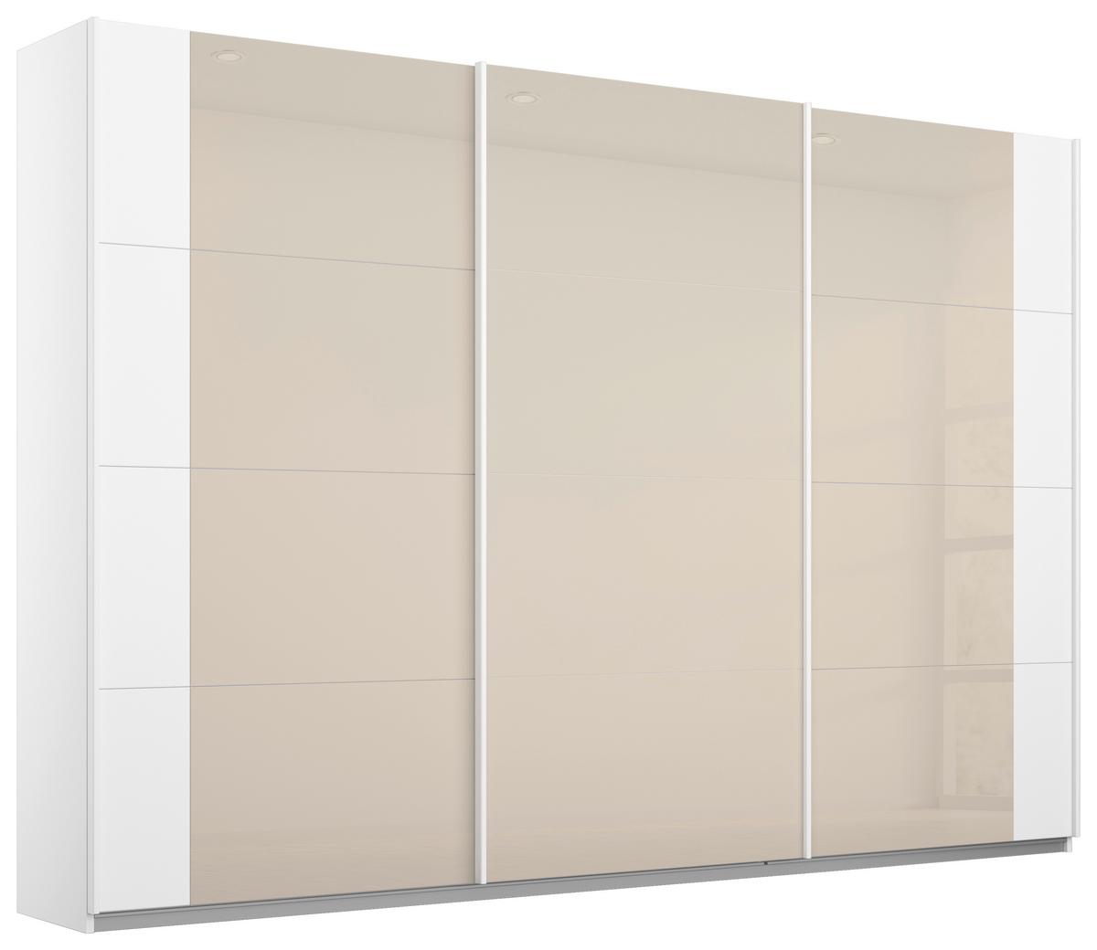 Schwebetürenschrank Artemis B: 271 cm Weiß/Champagner - Champagner/Weiß, MODERN, Glas/Holzwerkstoff (271/210/62cm) - Rauch Möbel