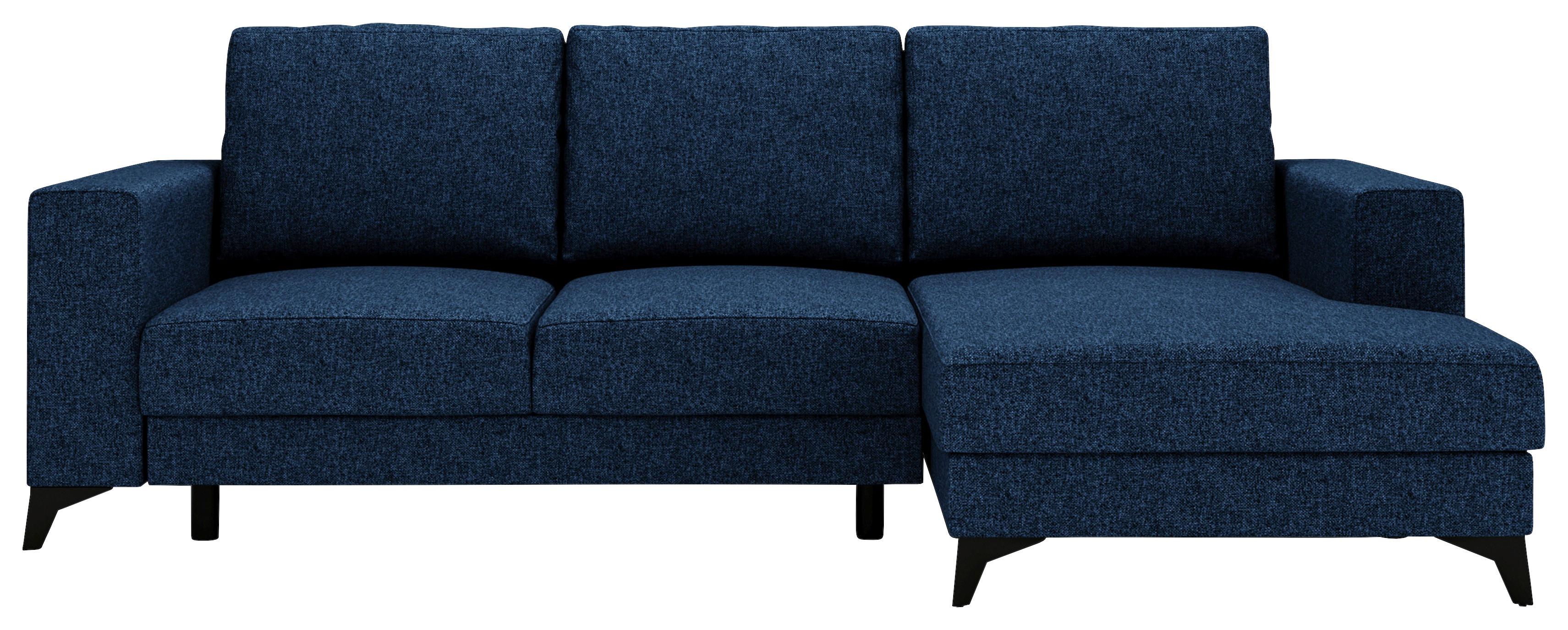 Ecksofa Harvey 244x156 cm mit Schlaffunktion Blau - Blau/Schwarz, Design, Textil (244/156cm) - Livetastic
