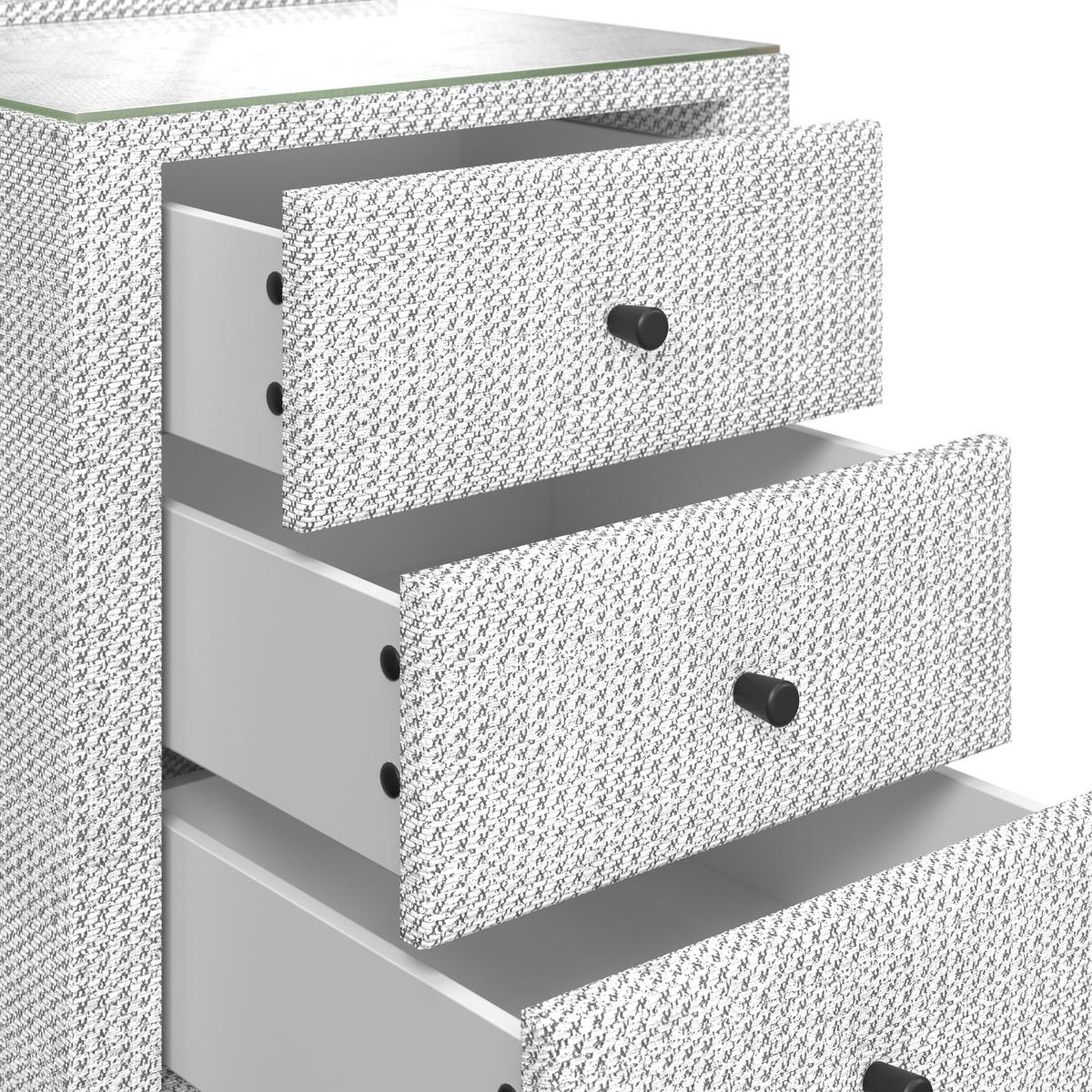 Nachtkästchen Brisbane I inkl. USB Anschluss B: 49,5cm - Grauweiß, Trend, Glas/Holzwerkstoff (49,5/56,5/46cm) - Sembella