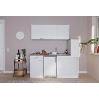 Küchenzeile Economy m. Geräten 180 cm Weiß/Nussbaum Dekor - Nussbaumfarben/Weiß, Basics, Holzwerkstoff (180cm) - Respekta